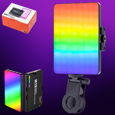 Акумуляторне накамерне відеосвітло M16 RGB бездротова міні лампа LED портативна для фото і відео