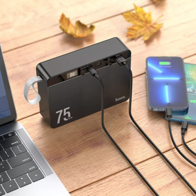 Повербанк 75000 mAh зі швидкою зарядкою та дисплеєм hoco J94 універсальний зарядний пристрій 22.5W USB Type-C micro USB