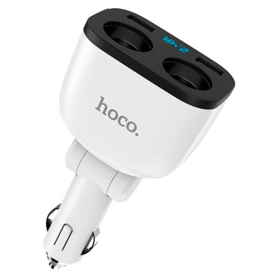Автомобильная зарядка Hoco Z28 Зарядное устройство 2xUSB от прикуривателя с вольтметром Разветвитель в авто