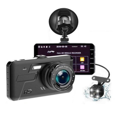 Автомобільний відеореєстратор BlackBOX НD 1080P з камерою заднього виду сенсорним дисплеєм та нічним баченням