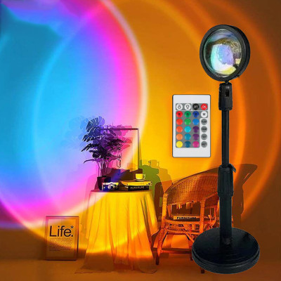 Проекційний RGB світильник з пультом на штативі USB проектор атмосферна лампа різнокольорова Sunset Lamp