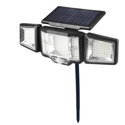 Вуличний потрійний прожектор із сонячною панеллю JB2188 Solar 136 SMD LED ліхтар із датчиком руху та пультом ДУ