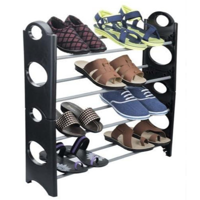 Органайзер полиця для взуття стелаж shoe rack складана стійка підставка чорна шафа для взуття