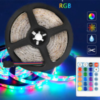 Светодиодная Led лента Strip RGB 5 м 2835 с пультом и переходником Светодиодное освещение на самоклейке