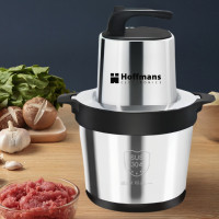 Подрібнювач універсальний Hoffmans Electronics НМ-8875 із металевою чашею 5л електричний чоппер 4800Вт Чорний