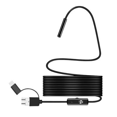 Портативна камера ендоскоп 7мм з кабелем 2м Micro USB Type C для Android та ПК з підсвічуванням