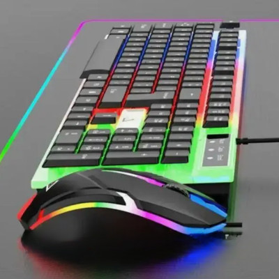 Дротова клавіатура з мишкою LED Keyboard Mouse KM 5003 Ігровий набір з підсвічуванням для комп'ютера