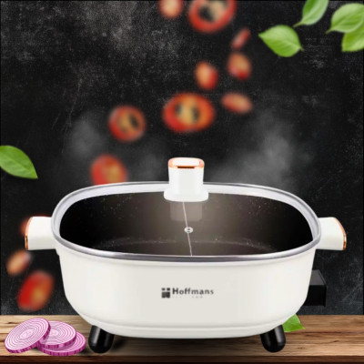 Каструля з антипригарним покриттям від мережі Hoffmans Electronics HM-3030 Електрокаструля з кришкою 6 л Бежева