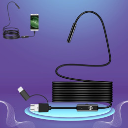 Портативна камера ендоскоп 7мм з кабелем 2м Micro USB Type C для Android та ПК з підсвічуванням