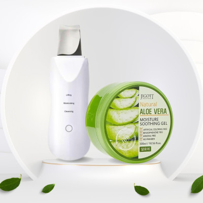 Ультразвуковий скрабер в комплекті з гелем з Aloe Vera набір для догляду за шкірою