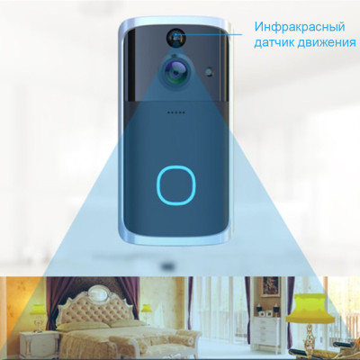 Беспроводной видеозвонок с датчиком движения HD Wi-Fi Eken V5 Black Bluetoth видео звонок глазок на дверь