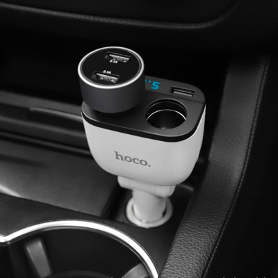 Автомобильная зарядка Hoco Z28 Зарядное устройство 2xUSB от прикуривателя с вольтметром Разветвитель в авто