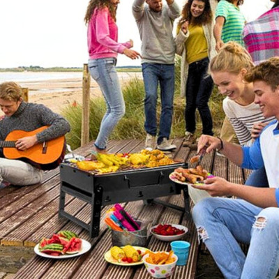 Переносний мангал чемодан складний BBQ портативний барбекю гриль з решіткою для пікніка