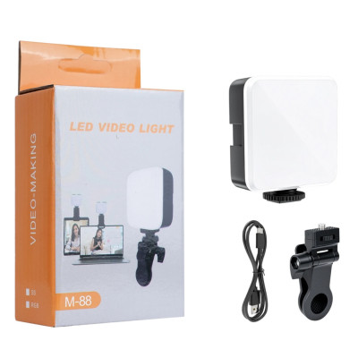 Накамерный беспроводной видеосвет LED Video Light M-88 аккумуляторная мини лампа с прищепкой для фото и видеосъёмки