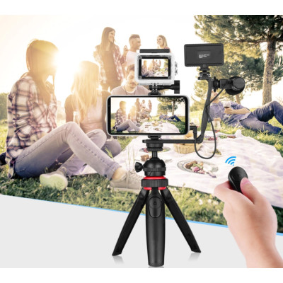 Набір для блогера Vlogger Kit з кульової голівкою штатив мікрофон спалах затиск для смартфона і екшн камери
