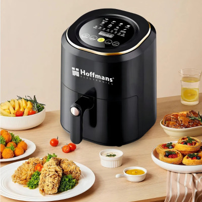 Аерофритюрниця безмасляна Hoffmans HM-775 сенсорна мультипіч 2400W на 7.5л з таймером та знімною чашею