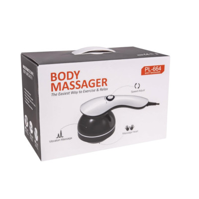 Вібраційний ручний масажер Body Massager PL-664В для всього тіла багатофункціональний з 4 насадками