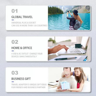 Універсальний мережевий USB адаптер для подорожей та дому Travel Adapter перехідник для розеток Білий