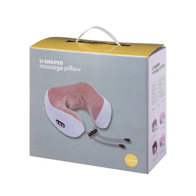 Массажная подушка для шеи U Shaped Massage Pillow Brown Массажер подкова ИК подогрев вибрация массаж роликовая