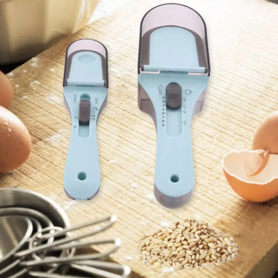 Мірні ложки регульовані пластикові в наборі 2 шт Adjustable measurement spoone