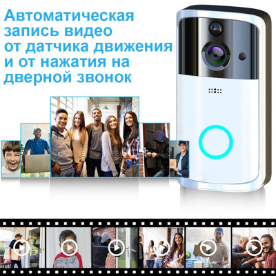 Беспроводной видеозвонок с датчиком движения HD Wi-Fi Eken V5 Black Bluetoth видео звонок глазок на дверь