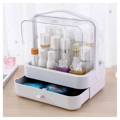 Органайзер для косметики Пилезахисний Водонепроникний Cosmetic Storage Box LD 388 Настільний бокс Сірий