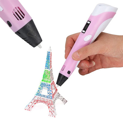 3D Ручка для дітей 3Д ручка 3 покоління з дисплеєм LCD Pen 3 фіолетова Набір з Еко Пластиком та трафаретом