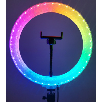 Кільцева лампа світлодіодна 3D RGB 30 см кольорова двостороння LED Селфі кільце для фото блогерів від usb