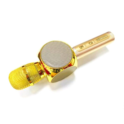 Караоке мікрофон дитячий портативний бездротової Bluetooth USB Золотий Gold Іграшка мікрофони для дітей YS-63