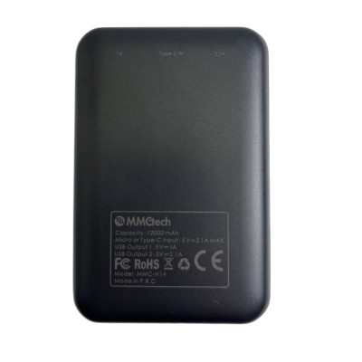 Зовнішній акумулятор з дисплеєм Power Bank MMCtech 12000 mAh Повербанк Чорний