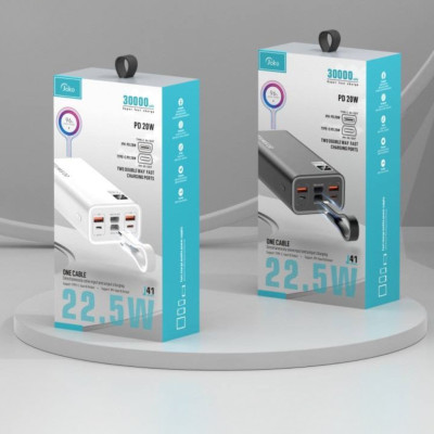 Повербанк 30000 mAh з дисплеєм Зовнішній акумулятор Joko J41 зарядний пристрій USB Type-C Lightning для телефону