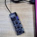 USB хаб розгалужувач на 4 порти з перемикачами на кожен порт концентратор адаптер чорний живлення USB 2.0