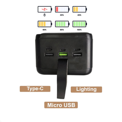 Powerbank 60000 QC60 Micro USB Type С Lightning з ліхтариком Зарядка повербанк 60000 mAh