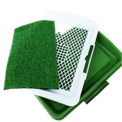 Туалет для собак триярусний Puppy Potty Pad килимок лоток для домашніх тварин з решіткой та травою 47х34х6см