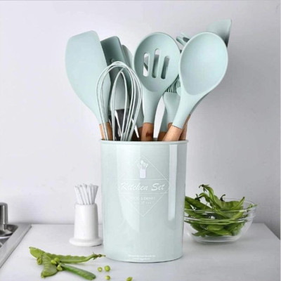 Кухонные принадлежностей силиконовые набор 12 предметов Kitchen & dining кухонная утварь для кухни мятный