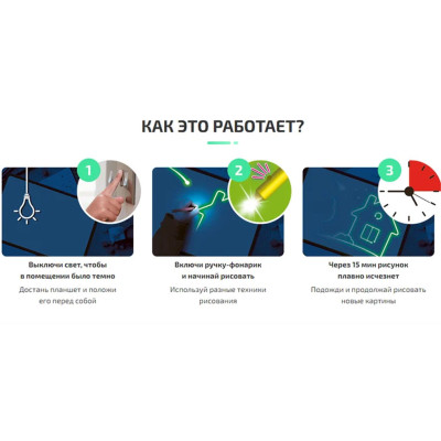 Рисуй светом в темноте Набор для детского творчества формат А5 Планшет для рисования светом для детей Картины