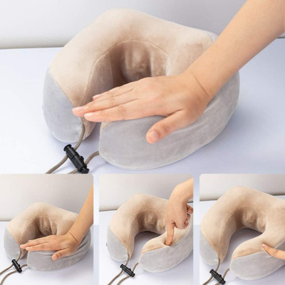 Массажная подушка для шеи U Shaped Massage Pillow Brown Массажер подкова ИК подогрев вибрация массаж роликовая