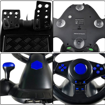 Кермо з педалями 3в1 Vibration Steering wheel педалями газу та гальма мультимедійний універсальний джойстик-кермо