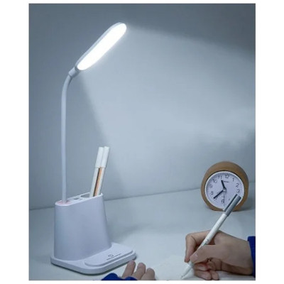 LED Лампа настільна світлодіодна Рожева Сенсорна з підставкою тримачем для телефону ручок і зарядкою