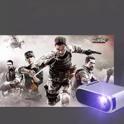 Портативний міні проектор Projector LED YG320 Mini сірий з динаміком для дому лед проектор кишеньковий домашній