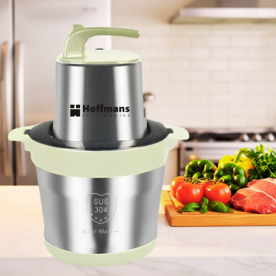 Подрібнювач універсальний Hoffmans Electronics НМ-8875 із металевою чашею 5л електричний чоппер 4800Вт Зелений