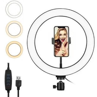 Кільцева LED лампа зі штативом 2м Ring fill Light 30 см світлодіодна від USB селфі кільце з пультом на шнурі