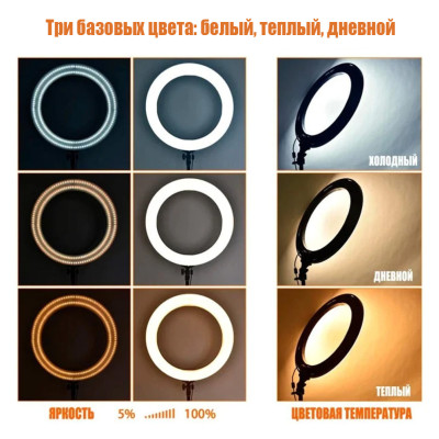 Кільцева лампа кольорова світлодіодна RGB 38 см LED MJ38 з пультом для селфі блогерів
