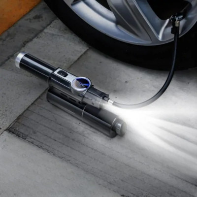 Автомобільний пилосос Portable Vacuum Cleaner LY8018 з компресором та ліхтарем 120 Вт чорний