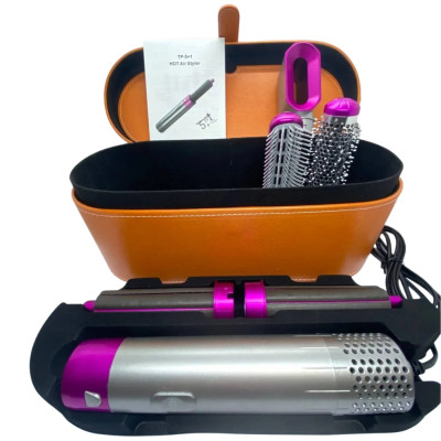 Фен щітка в подарунковій коробці HAIR BRUSH 5 в 1 стайлер з насадками для завивки та укладання волосся