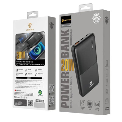 Power bank 10000 mAh LENYES зовнішній акумулятор універсальний зарядний пристрій повербанк тайп сі та юсб