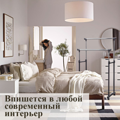 Стійка вішалка для одягу подвійна підлогова BIG металева на колесах телескопічна пересувна