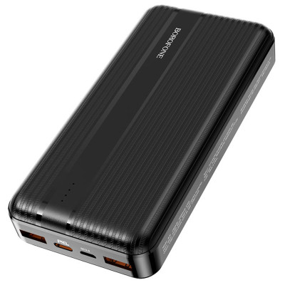 Power bank 10000 mAh BOROFONE чорний портативний зовнішній акумулятор зарядний пристрій повербанк usb Type-C