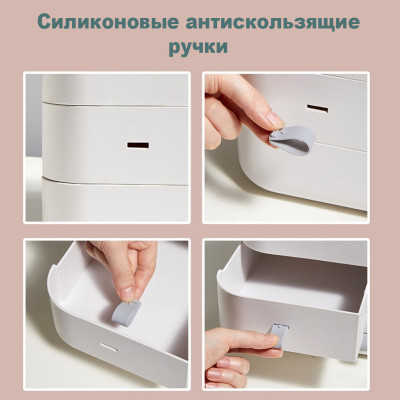 Органайзер для косметики Пилезахисний Водонепроникний Cosmetic Storage Box LD 288 Двох'ярусний бокс Сірий