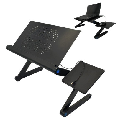 Столик трансформер для ноутбука LAPTOP TABLE Т9 Портативний Стіл-підставка металевий з складним кулером